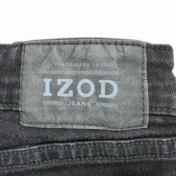 Izod Jeans Mens 32 x 28 Slim Taper Fit Denim Pants Black Stretchy - Picture 9 of 11